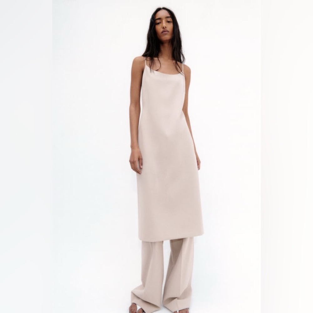 NWT Zara Midi Dress Limited Edition, Sand, Size Small